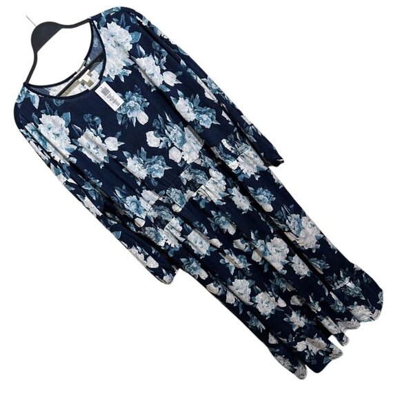 Lularoe Evelyn Womens Size 3XL Navy Blue Floral Smock Waist Maxi Dress ~ NWT - Picture 2 of 12